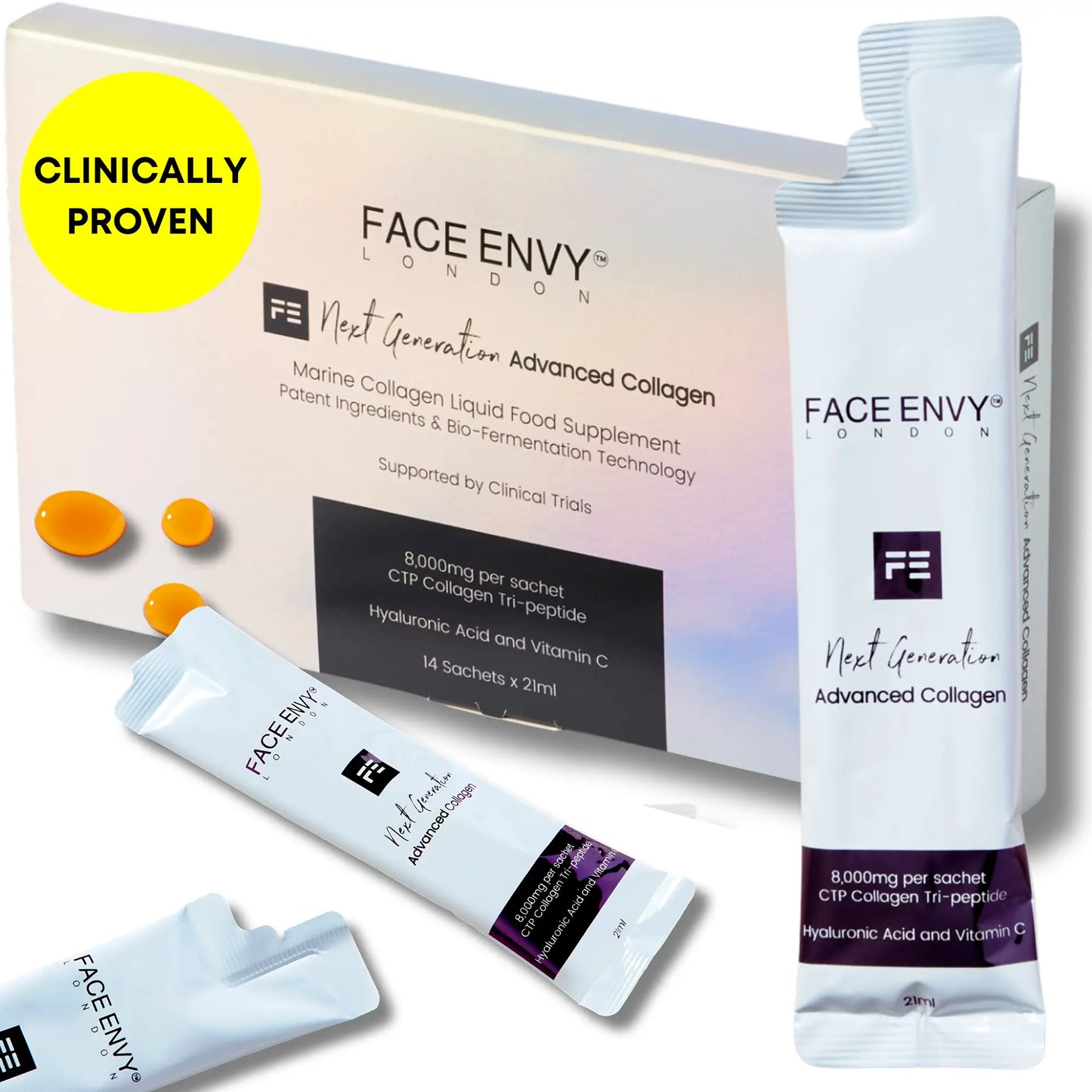 Best Collagen For Wrinkles – 8000mg Tri-Peptide – 14 x 21ml Sachets